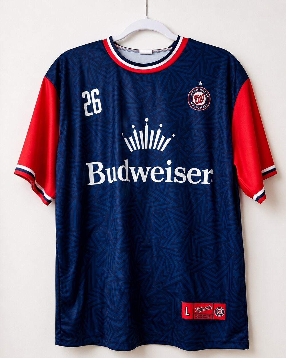 Washington Nationals Budweiser #26 SGA Promo Jersey Adult L Blue Red MLB
